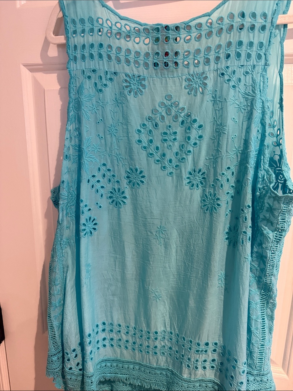 Johnny Was Turquoise Embroidered Eyelet Tank Top - Picture 4 of 4